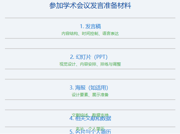 参加学术会议发言需要准备什么材料