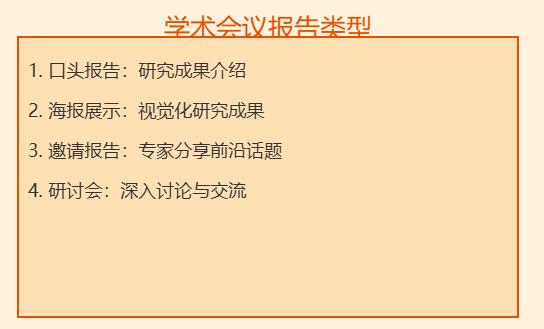 学术会议作报告性质有哪些类型