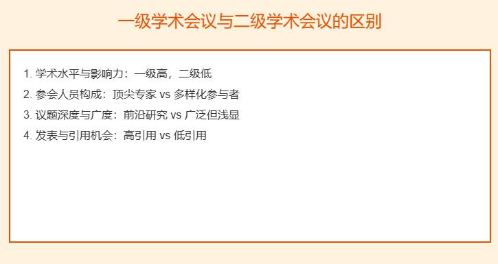 一级学术会议和二级学术会议的区别是什么